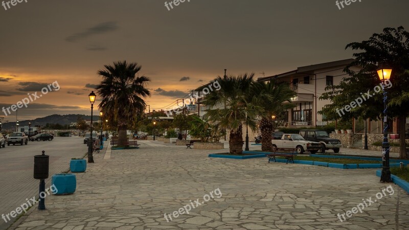 Greece Coast Port Mediterranean Sunset