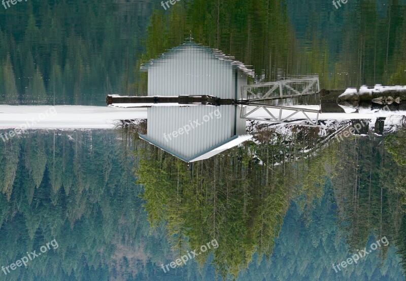 Buntzen Lake Boat House British Columbia Canada Reflection