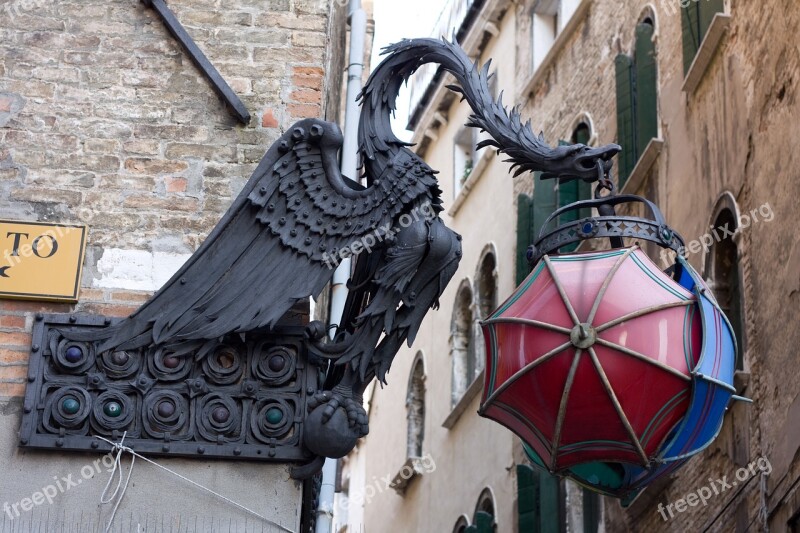 Street Light Umbrellas Light Venice Bird