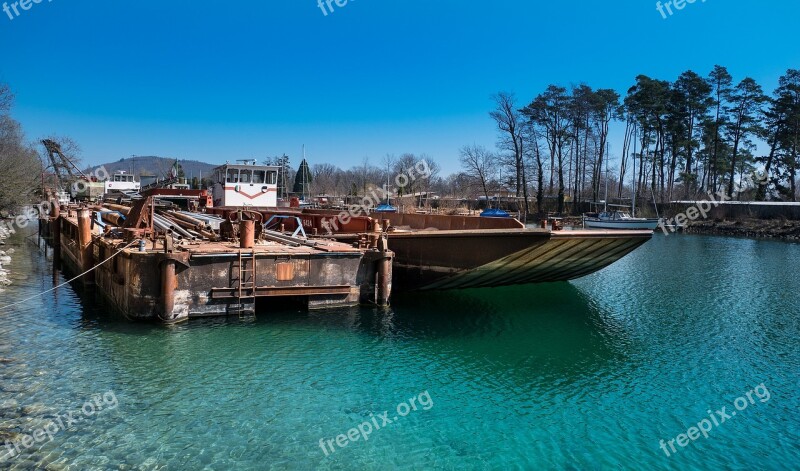 River Ship Kahn Scrap Iron Moored