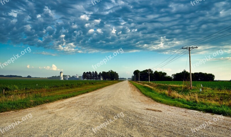 Country Road Iowa Soybean Fields Farm Agriculture