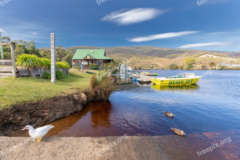 Australia Tasmania Landscape River Sky