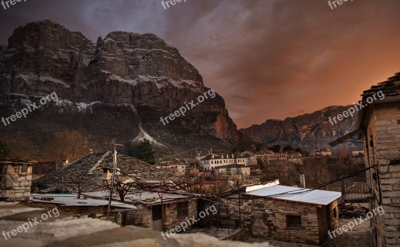 Mountains Village Zagorohoria Papingo Landscape