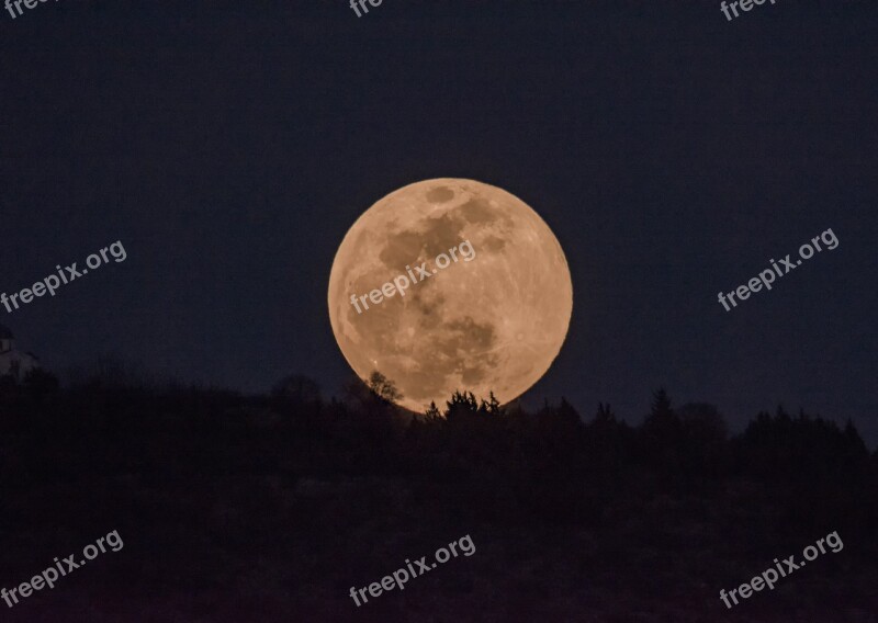 Moon Dark Kastoria Greece Night