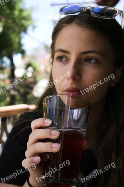 Girl Lunch Date Soda Relax