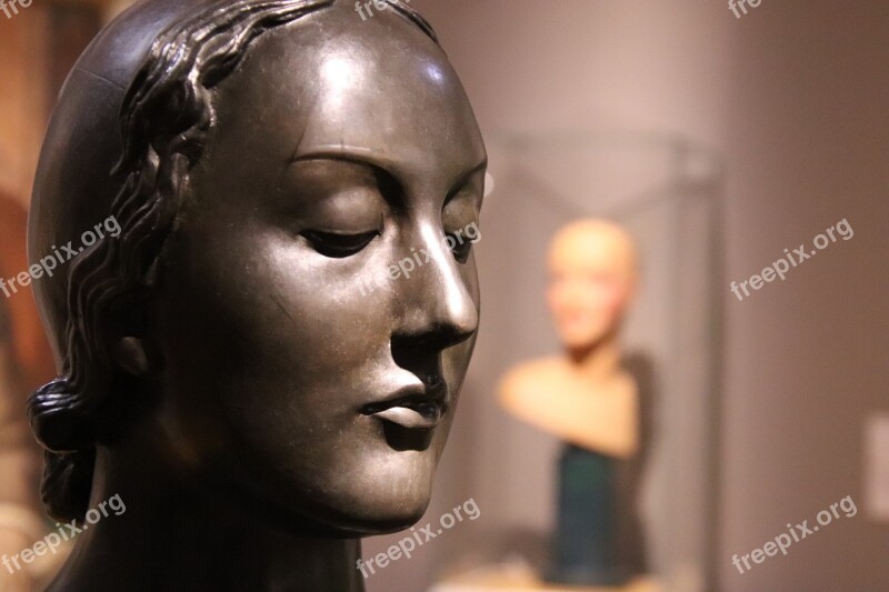 Sculpture Bronze Woman Figure Face