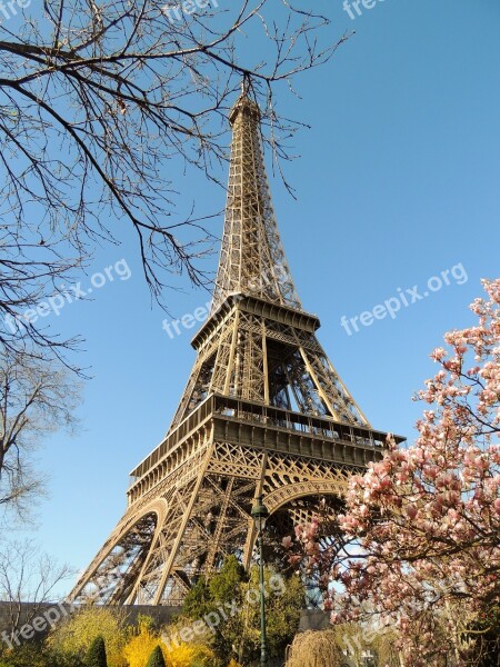 Paris Eiffel Tower France Monument Famous