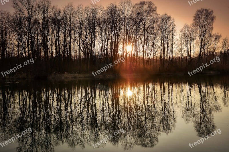 Lake Mirroring Water Nature Waters