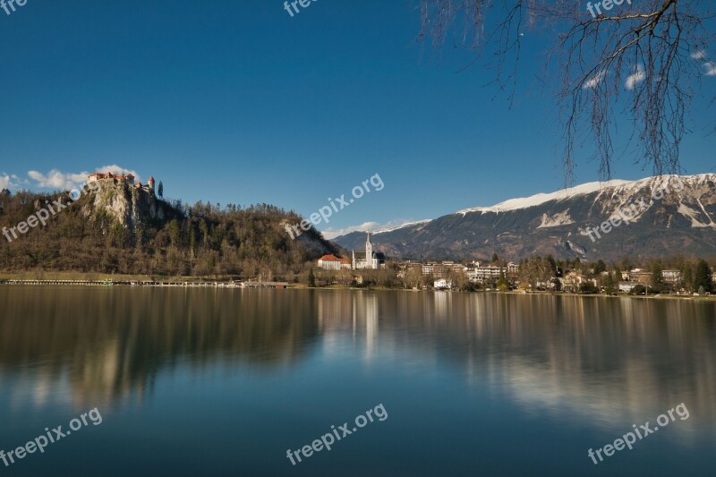 Church Castle Water Slovenia Sky