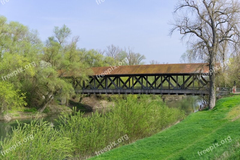 Bridge Wooden Bridge The Old Rhine Bridge Transition Cross