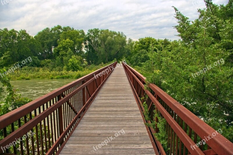 Middle Loup River Footbridge River Bridge Water Nature