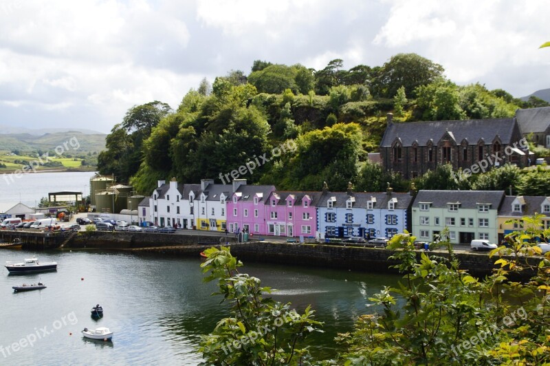 Isle Of Skye Port Boats Scotland Landscape