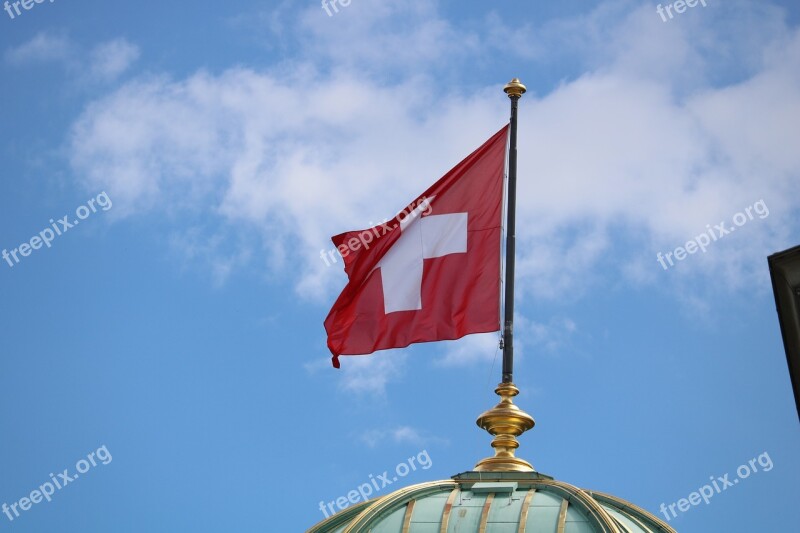 Switzerland Flag Sky Country Red