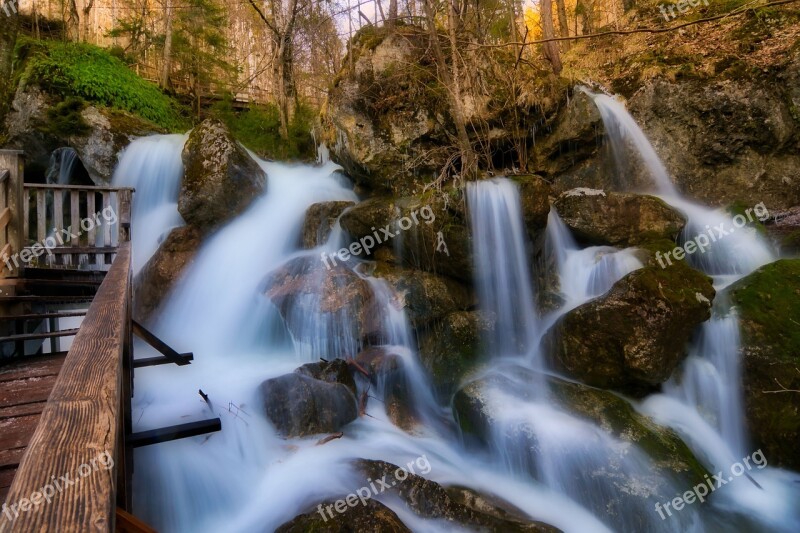 Nature Creek Waterfalls Landscape Rock