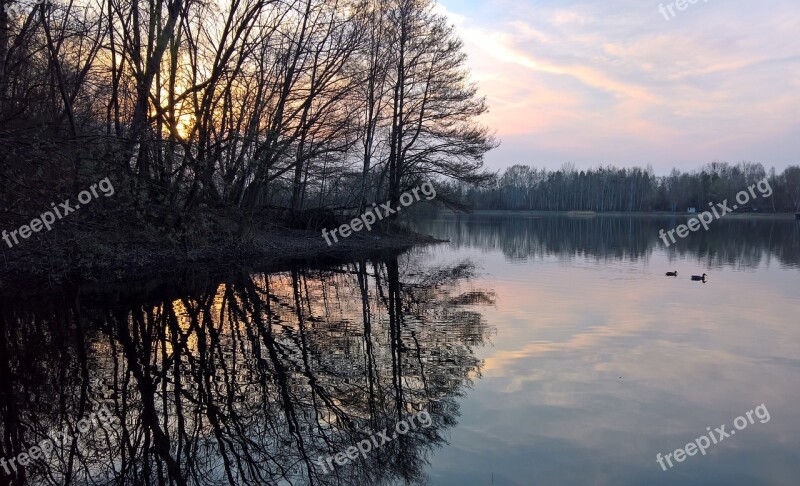 Sunset Lake Mirroring Nature Rest