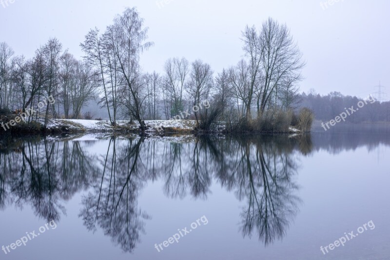 Winter Lake Landscape Nature Snow