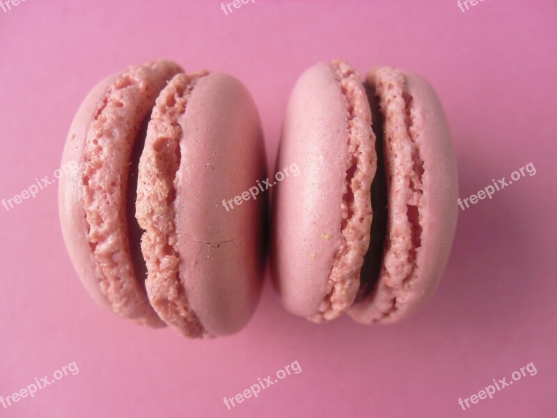 Macarons Cookies Pink French Raspberries