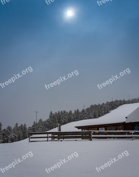 Black Forest Winter Mood Ski Lift Snow Lighting