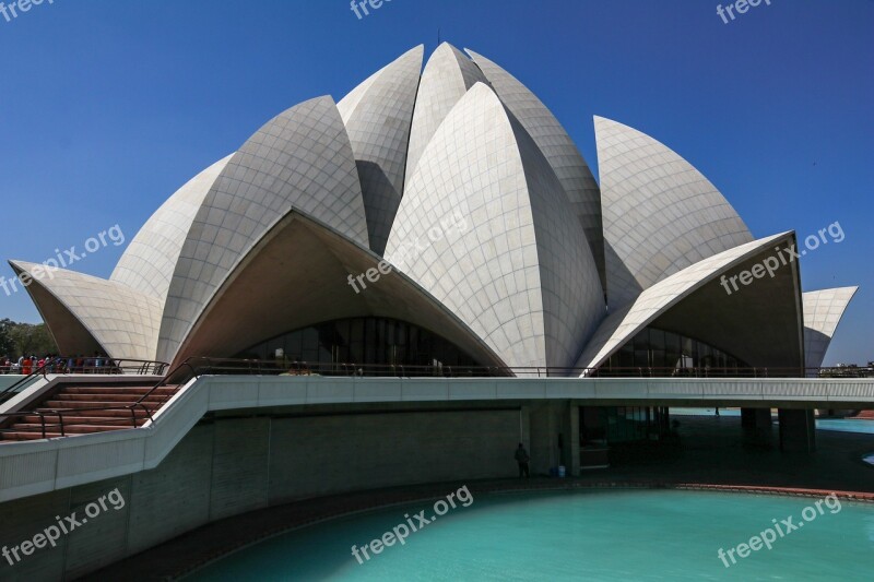 New Delhi India Lotus Temple Hinduism Temple