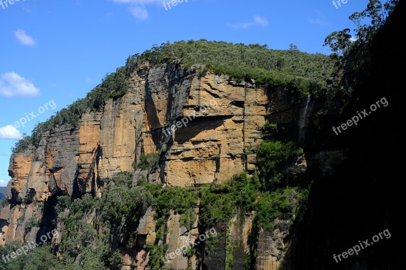 Waterfall Govetts Leap Falls Blue Mountains National Park Mountains