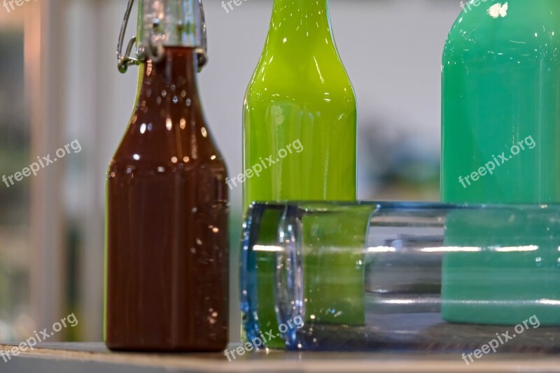 Glass Colorful Bottles Drink Drinking Bottles