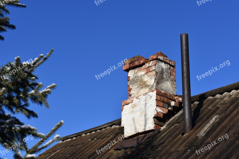 Roof Old House Trumpet Fireplace