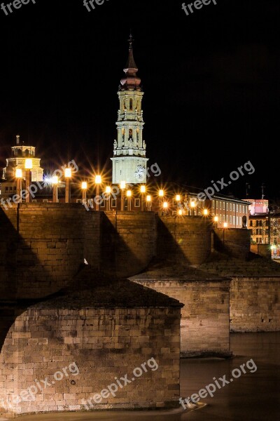 Bridge Night City River Architecture