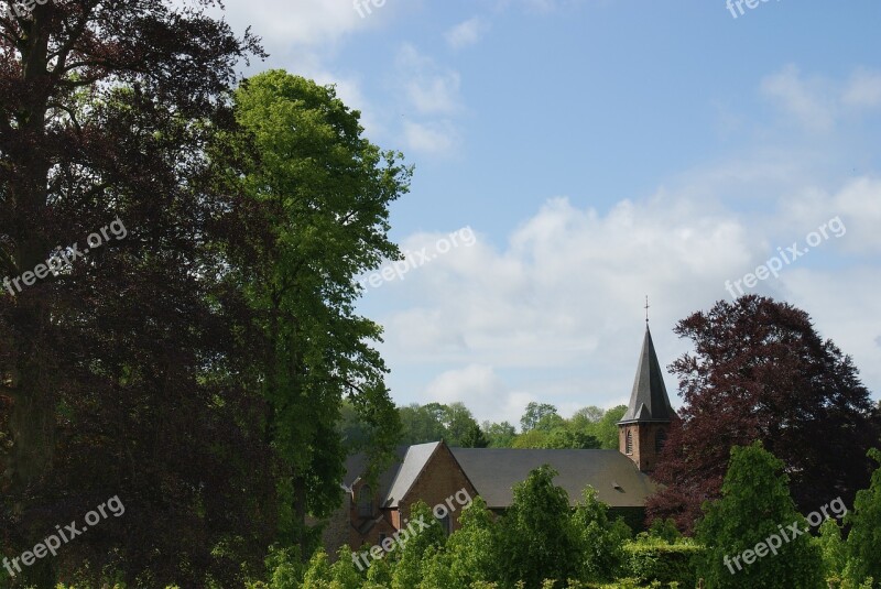 Field Belgium Roof Church Trees