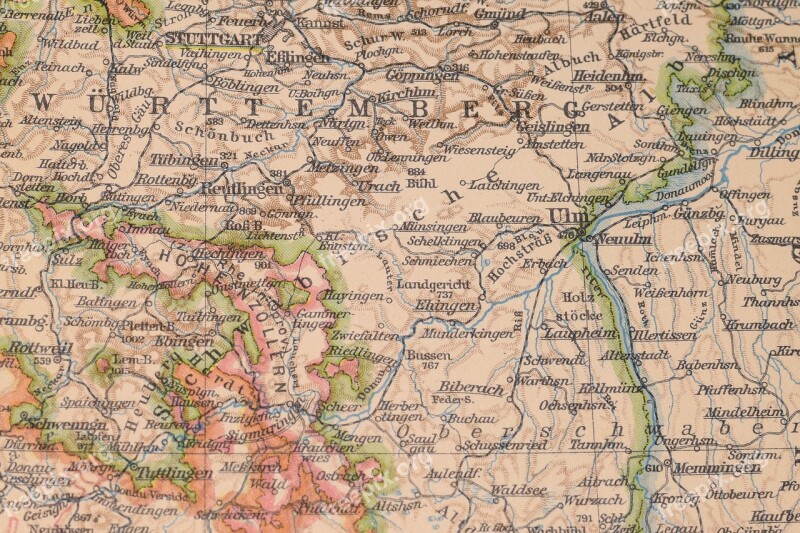 Germany New Ulm Map Württemberg Historically