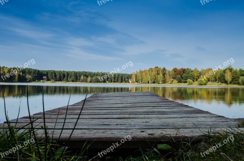 Lake Bridge Landscape Water View