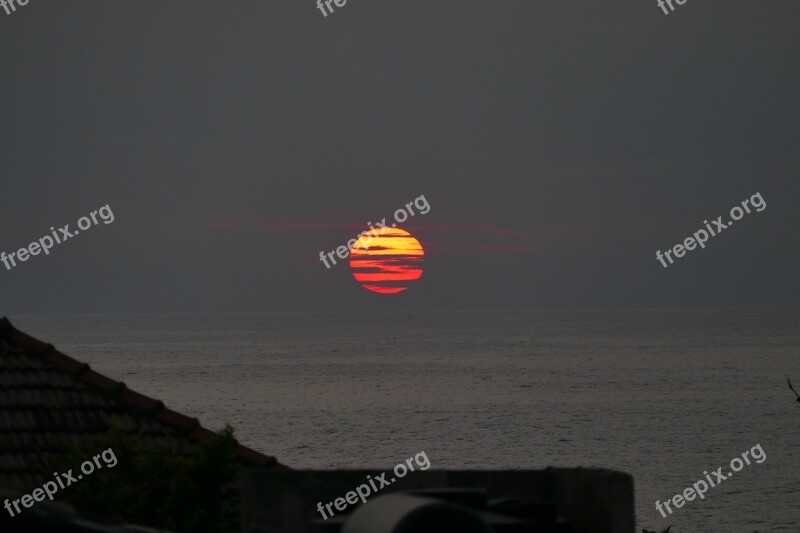 Sunset Sun Sea Landscape Clouds