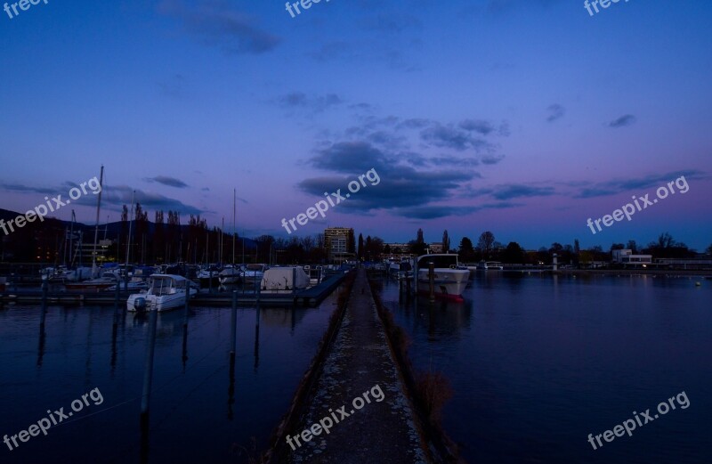 Port Boat Twilight Sunset Reflection