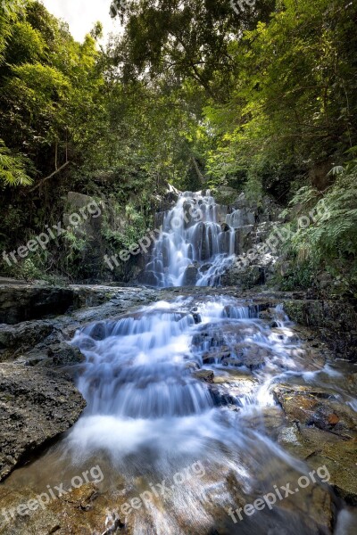 Tropical Jungle The Waterfall Vietnam Natural