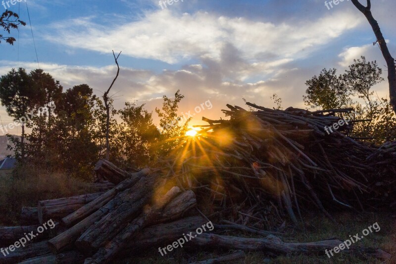 Backlit Landscape Woods Sky Clouds