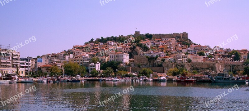 Greece Kavala Castle Landscape Port