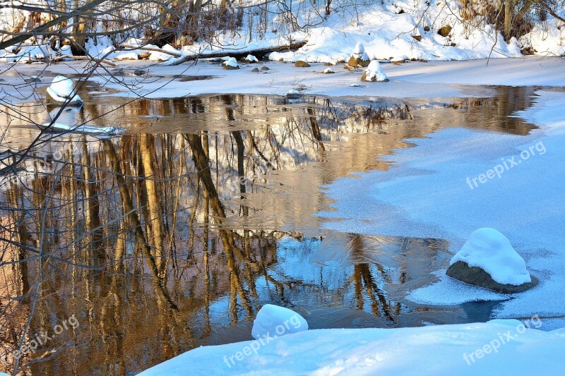 Winter Nature River Snow Cold