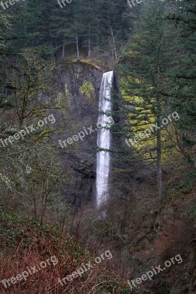 Waterfall Oregon Nature Landscape Scenic