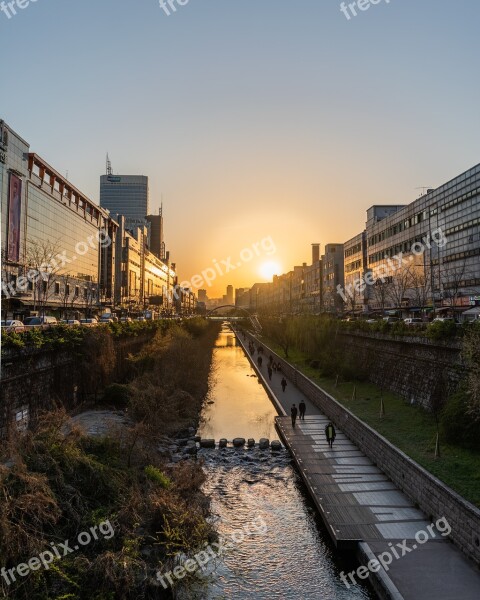 Seoul Korea South Korea Cityscape Sunset