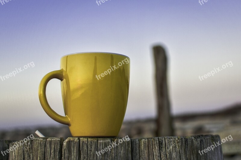 Cup Yellow Beach Coffee Tea