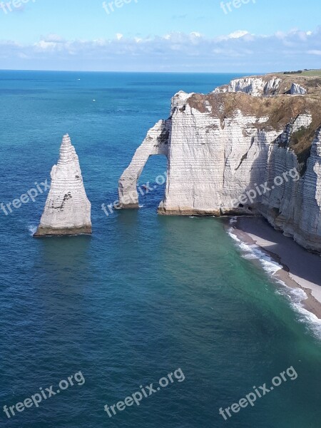 Etretat Normandy Sea France Landscape