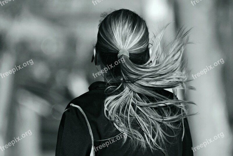 Woman Running Hair From Behind Exercise