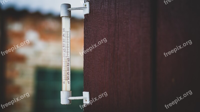 Thermometer Wooden Winter Wall Brown