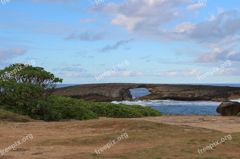 Rock Rockisland Wave Hawaii Landscape