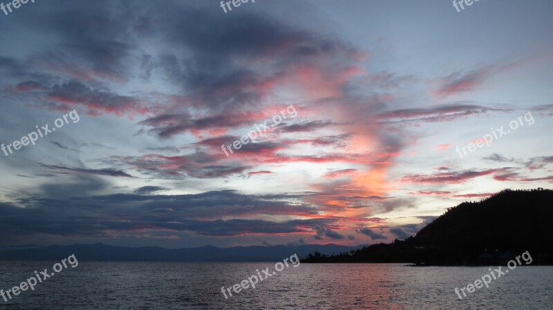 Sunset Lake Kivu Rwanda Water