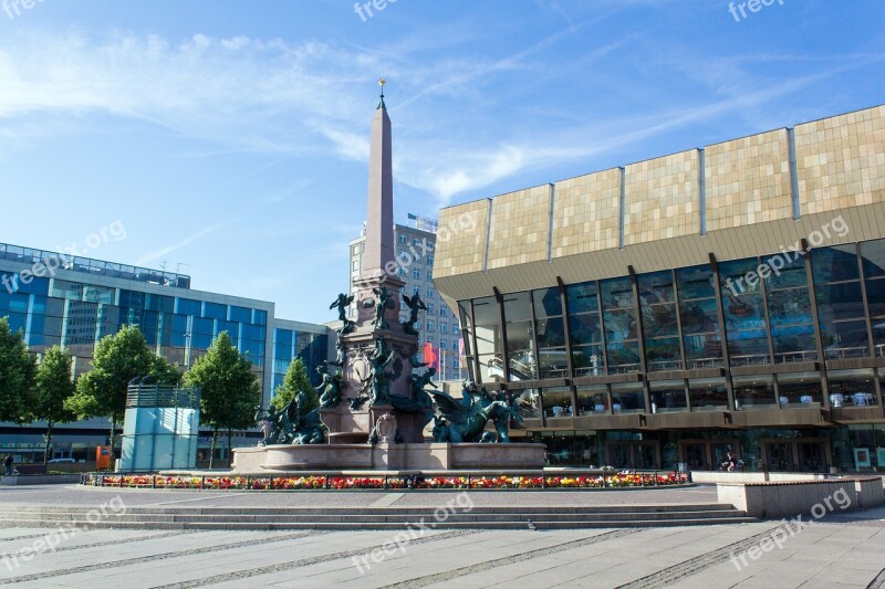 Leipzig City Saxony Mende Fountain Gewandhaus