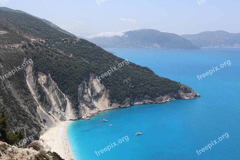 Myrthos Beach Kefalónia Greece Landscape Summer