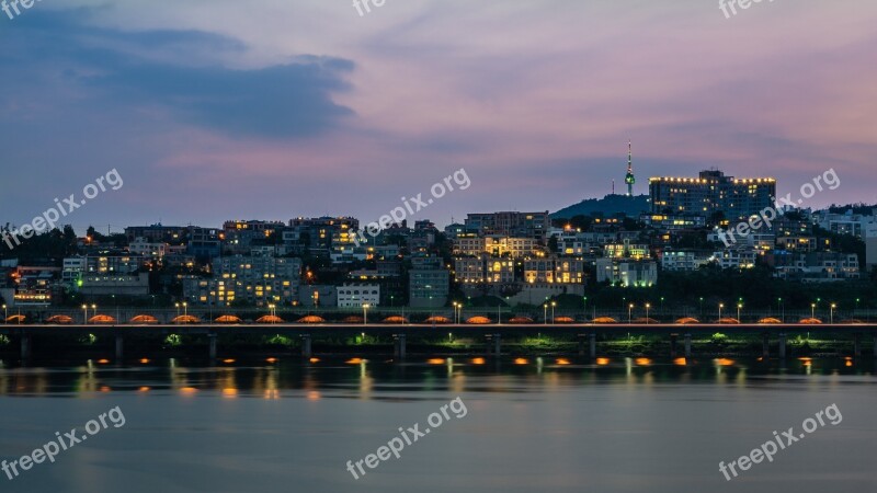 Seoul Korea South Korea Cityscape Sunset