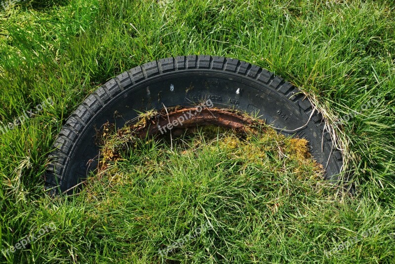 Tyre Tire Old Grass Wheel