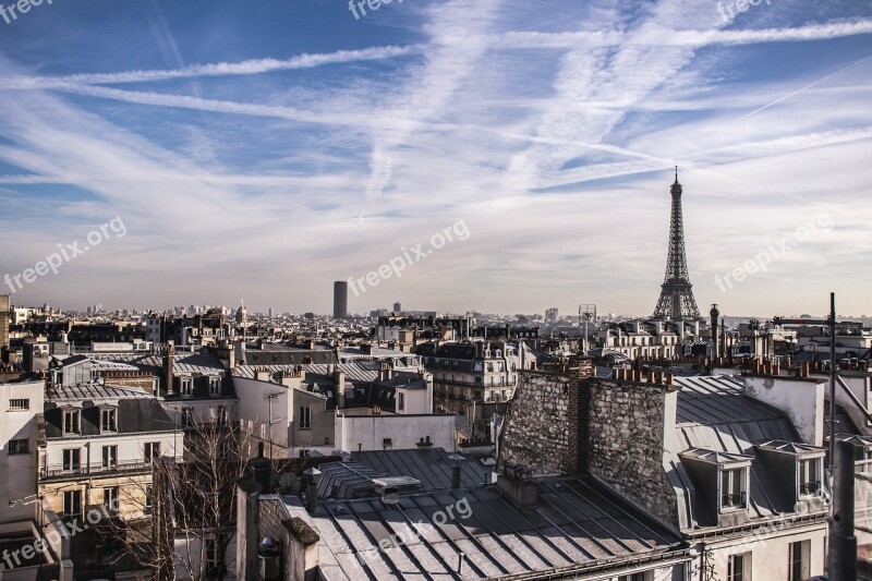 Paris Eiffel Tower Roof Sky France