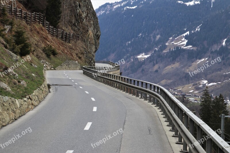 Cliff The Alps Highway Bend Mountains